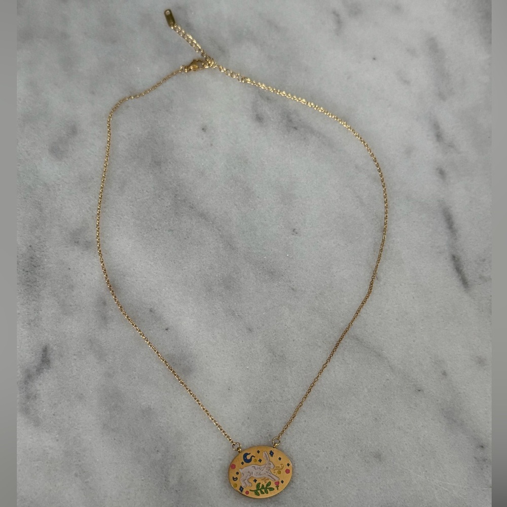 Gold Rabbit Floral Folk Pendant Necklace 

Brand New - Picture 4 of 6